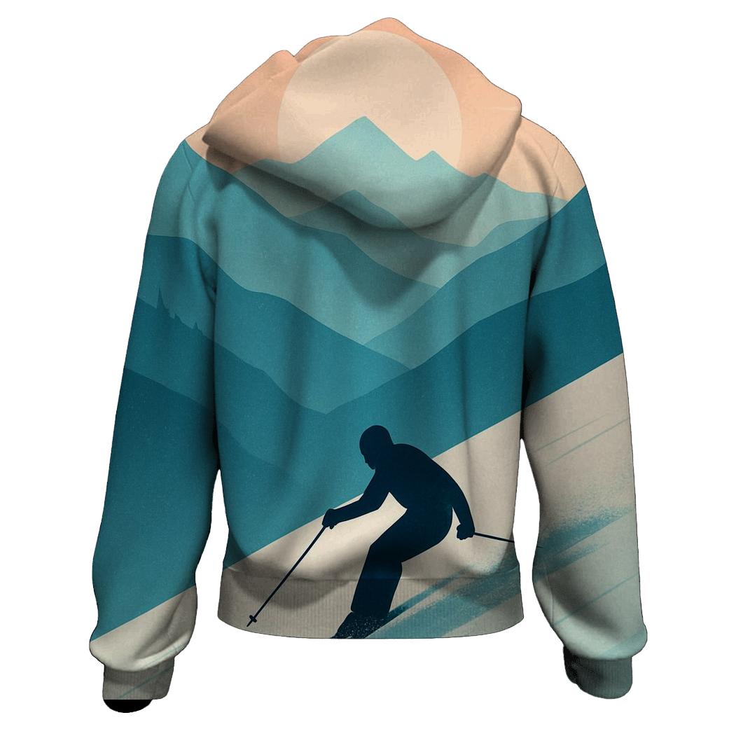 Alpine Ski Silhouette Sunset graphic hoodies
