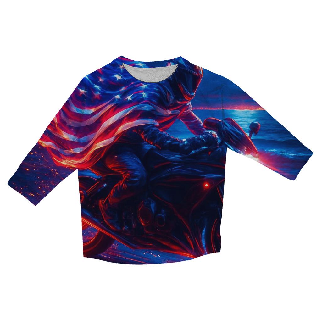 Neon Liberty Rider designer 3/4 sleeve blouses