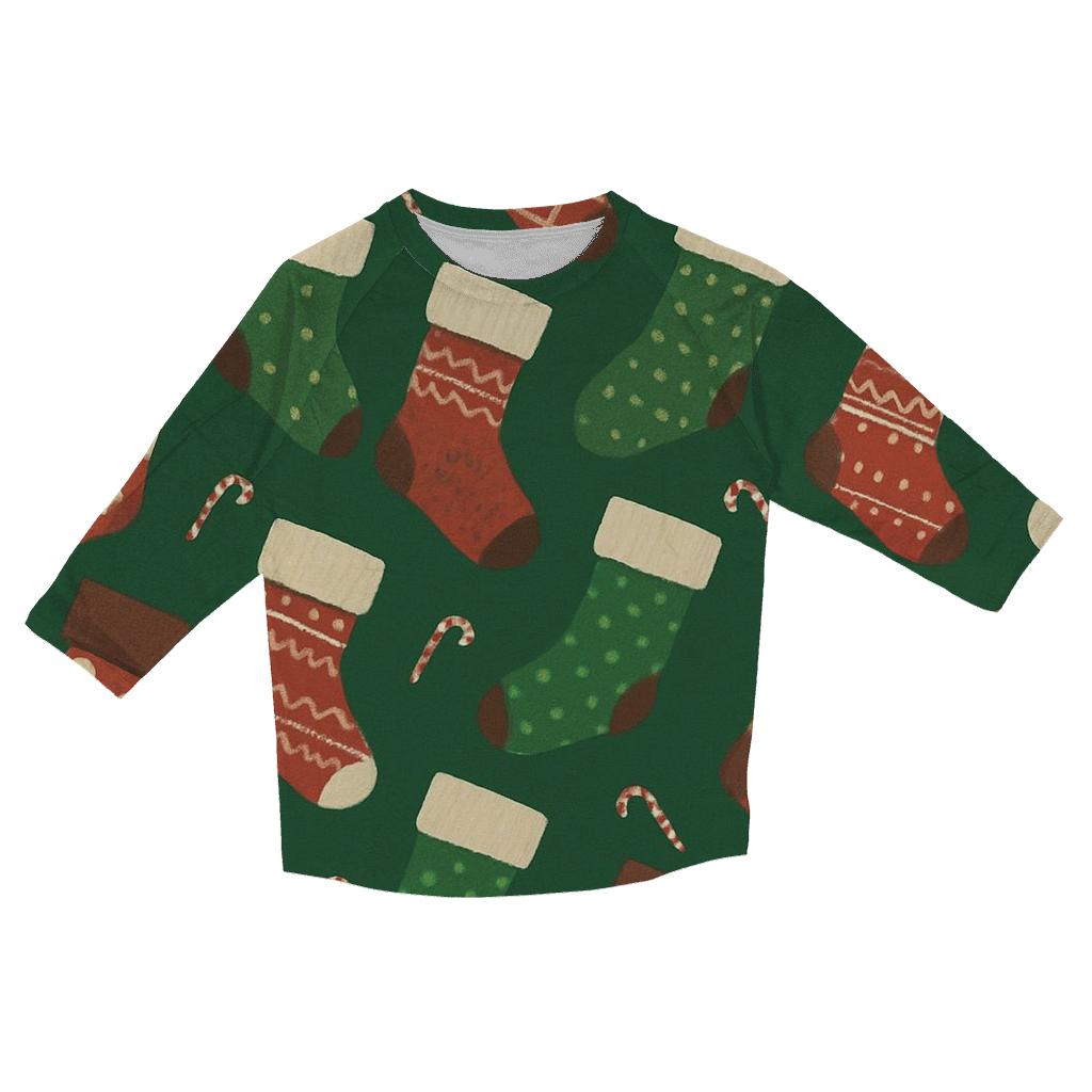 Stocking Chevron Array On Forest Green Background cotton quarter sleeve shirts