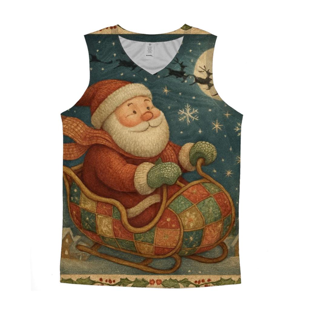 Santa And The Cozy Moonlight Sleigh custom tank tops