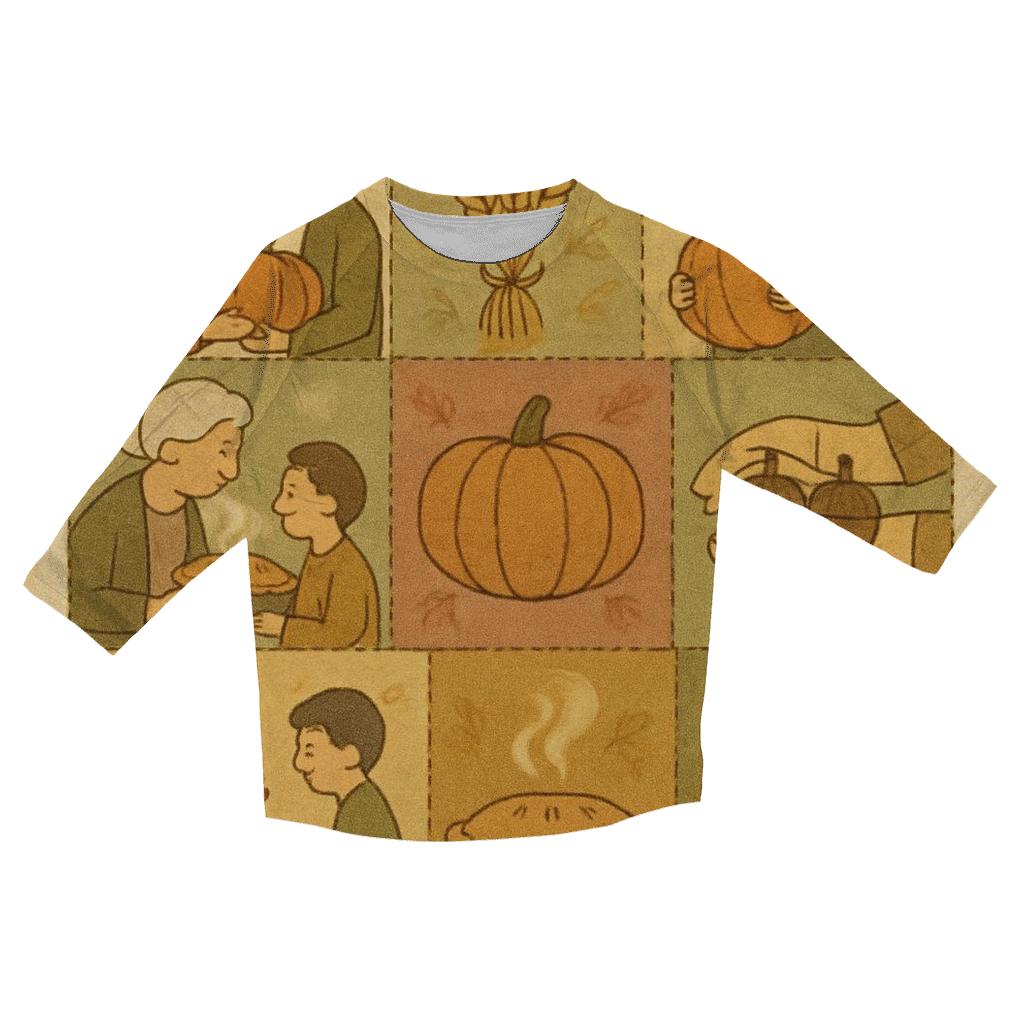 Gratitude Quilt Mosaic casual three quarter sleeve shirts