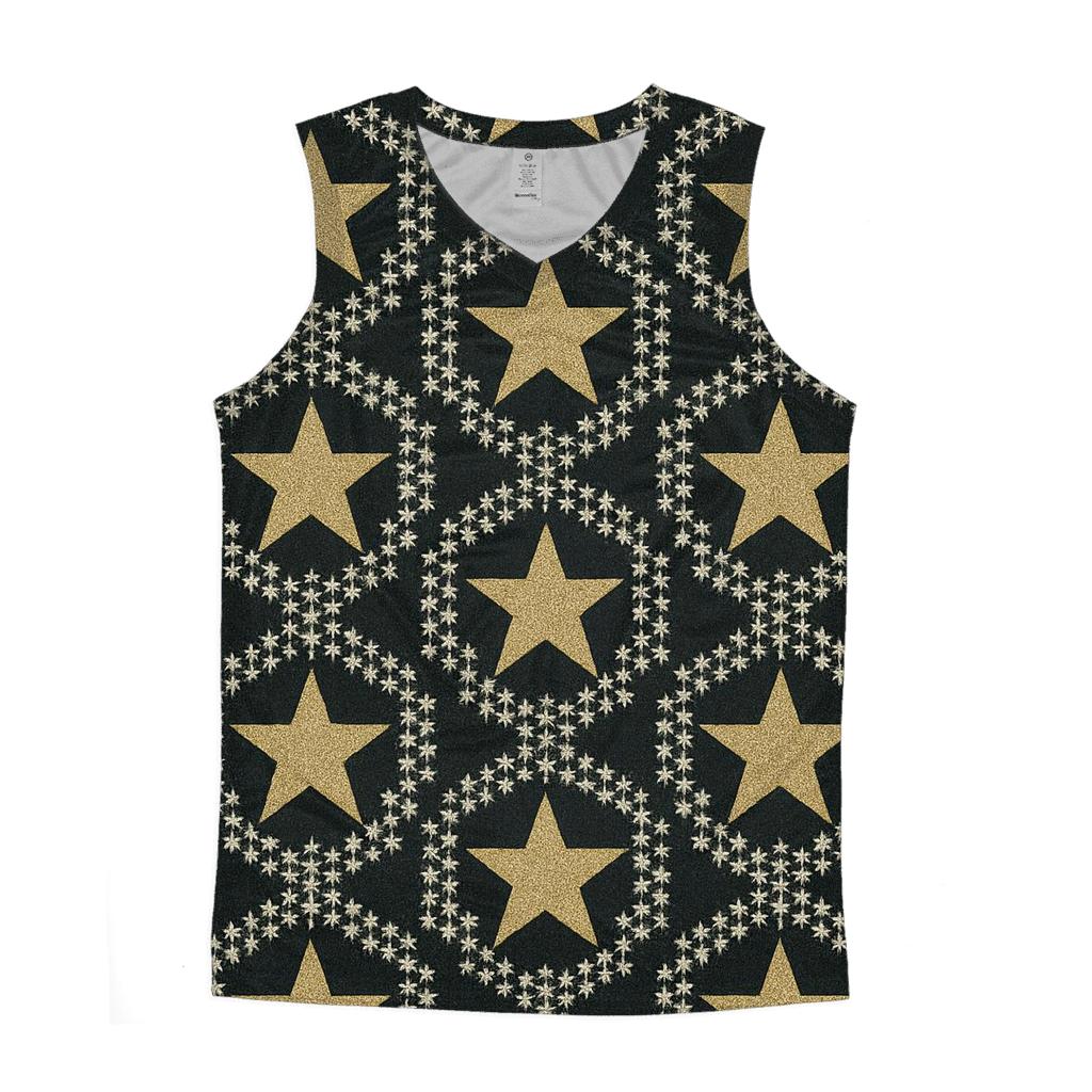 Gold Star Lattice On Midnight Background custom tank tops