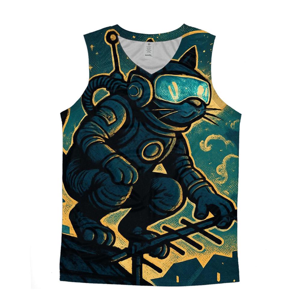 Astronaut Alley Cat Patrol graphic print tank tops
