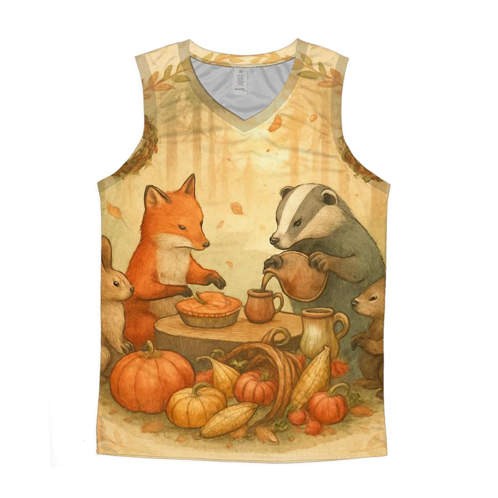 Woodland Feast Circle cotton sleeveless tops