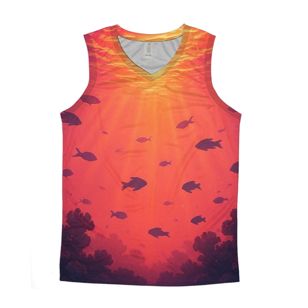 Coral Reef Sunset Mirror sports performance tank tops