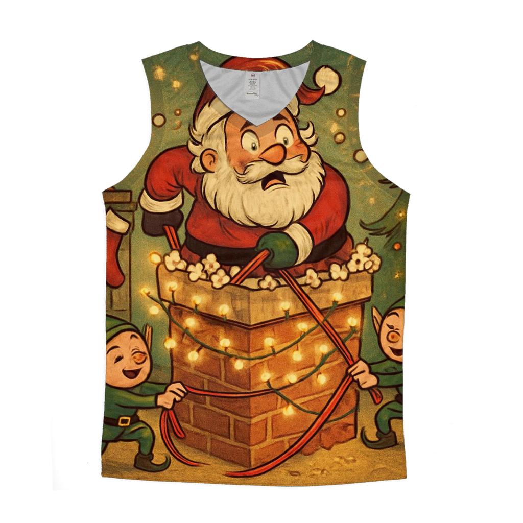 Santa Stuck In The Popcorn Chimney personalized athletic tanks