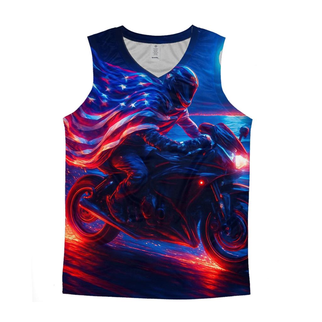 Neon Liberty Rider graphic print tank tops
