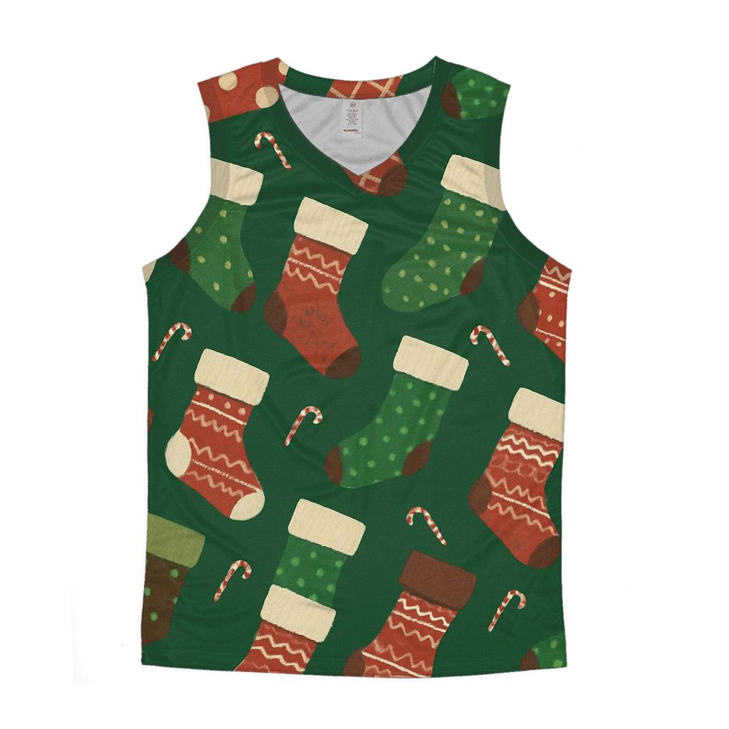 Stocking Chevron Array On Forest Green Background graphic print tank tops
