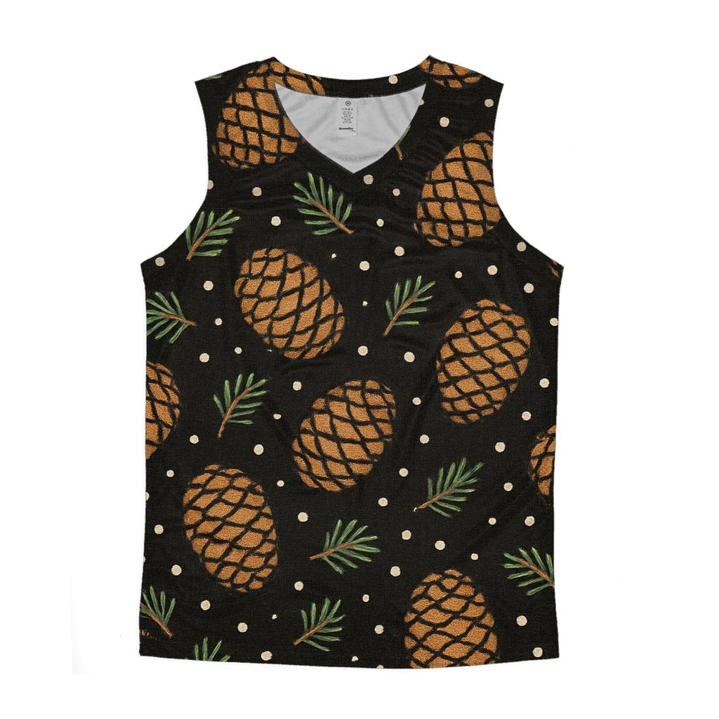 Pine Cone Diagonal Scatter On Black Background casual summer tank tops