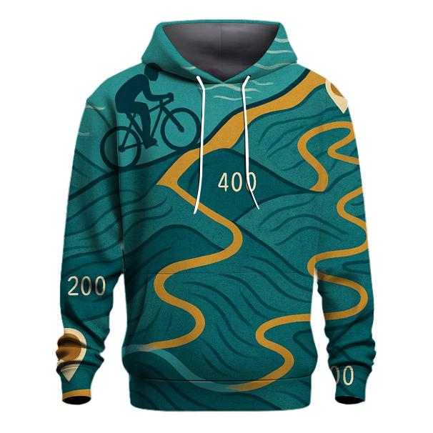 Cycling Route Topographic embroidered hoodies