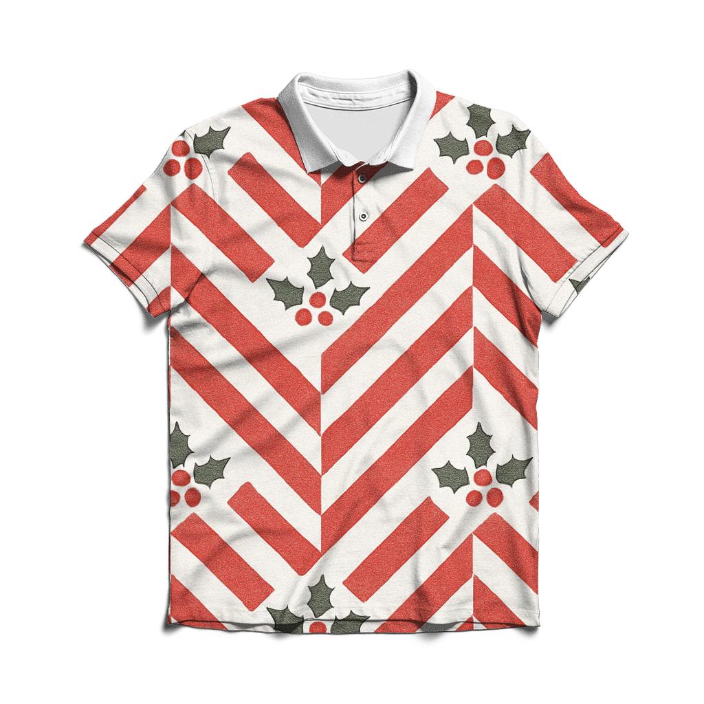 Candy Cane Chevron On White Background designer slim fit polos