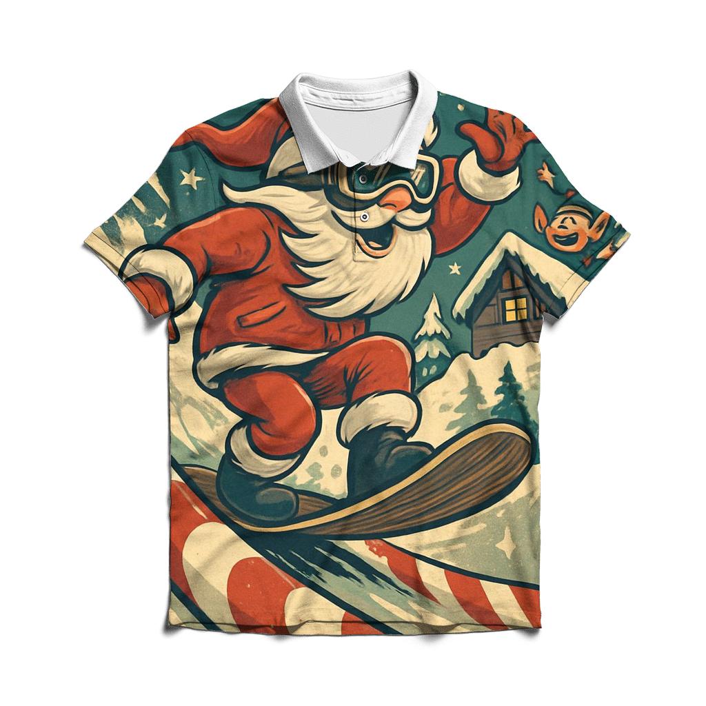 Retro Ski Patrol Santa personalized polo shirts