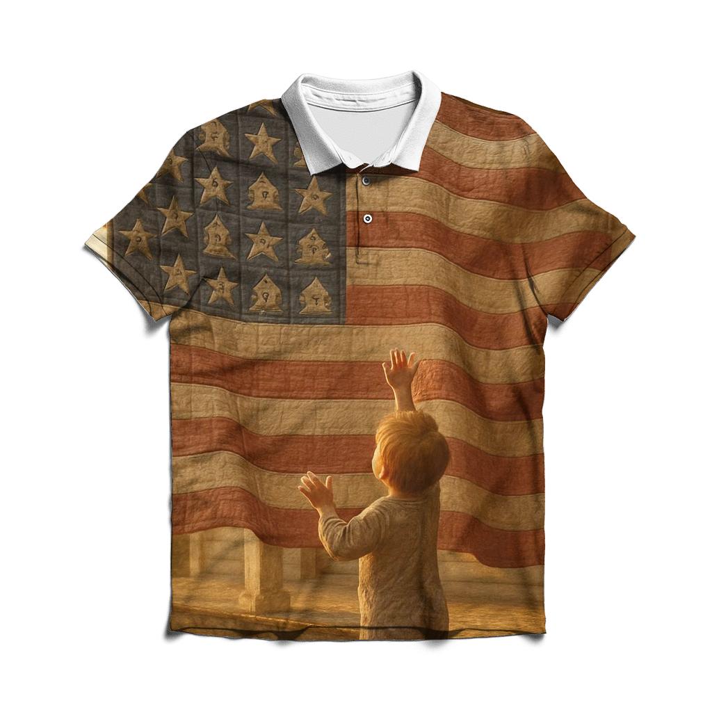 Patchwork Freedom personalized polo shirts