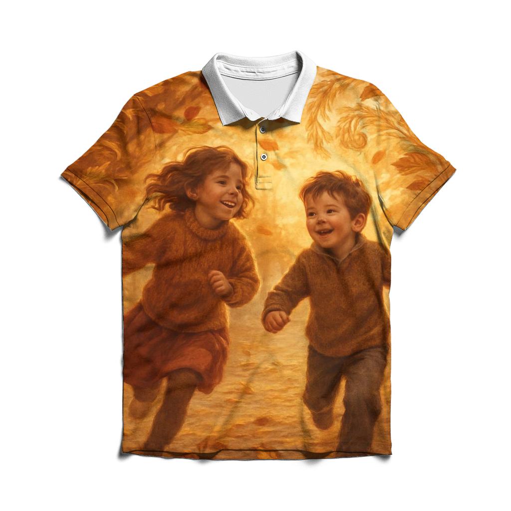Sunlit Leaf Parade personalized polo shirts