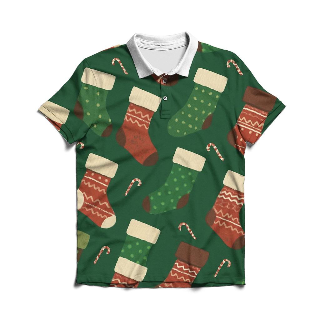 Stocking Chevron Array On Forest Green Background casual sports polo shirts