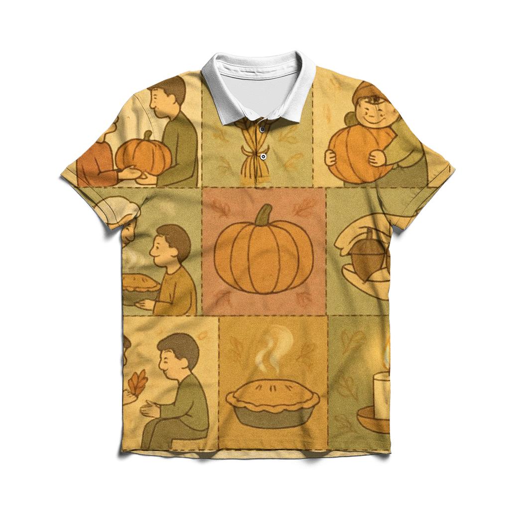 Gratitude Quilt Mosaic premium cotton polo shirts