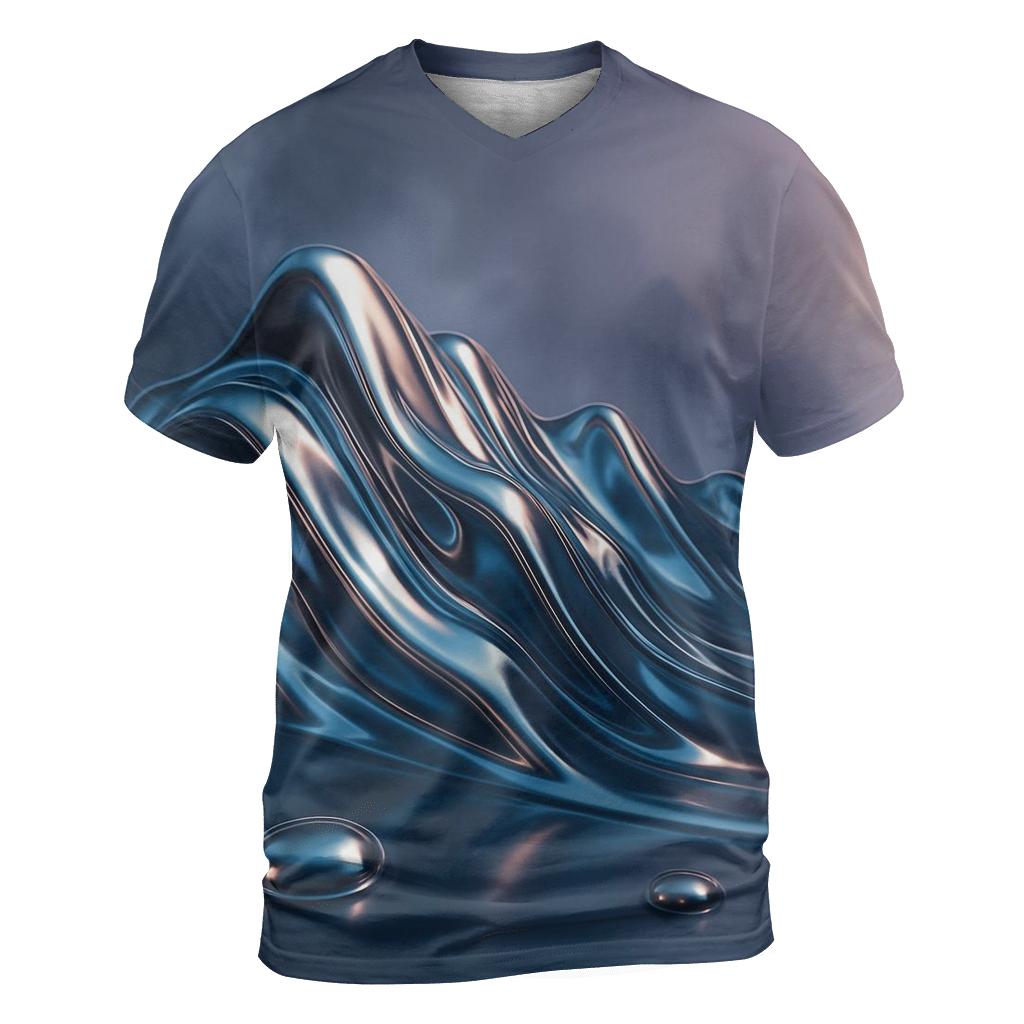 Liquid Chrome Ridge creative print fashion shirts
