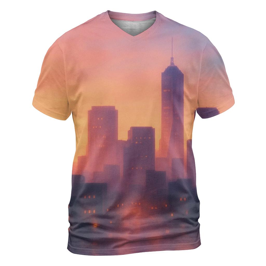 Lavender City Fade statement graphic shirts