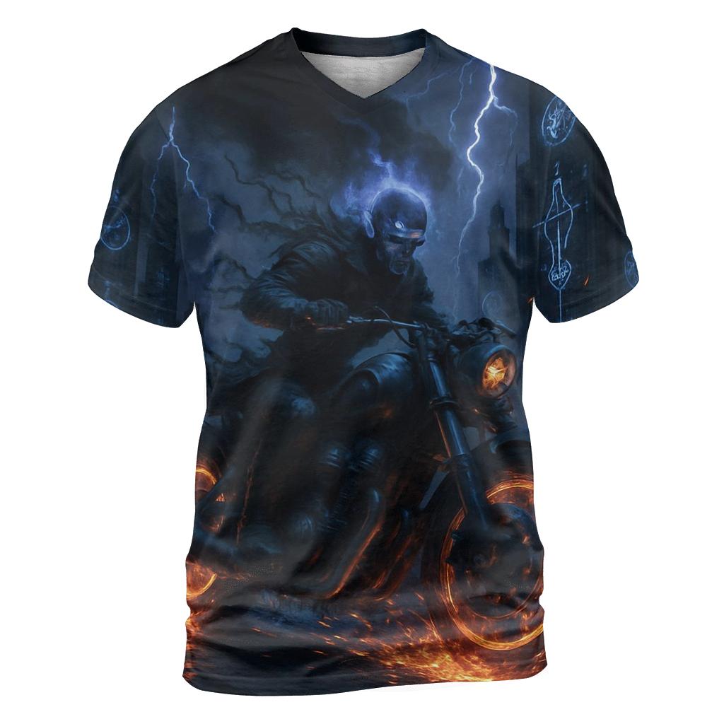 Grim Rider Through Neon Ruins custom all-over print shirts