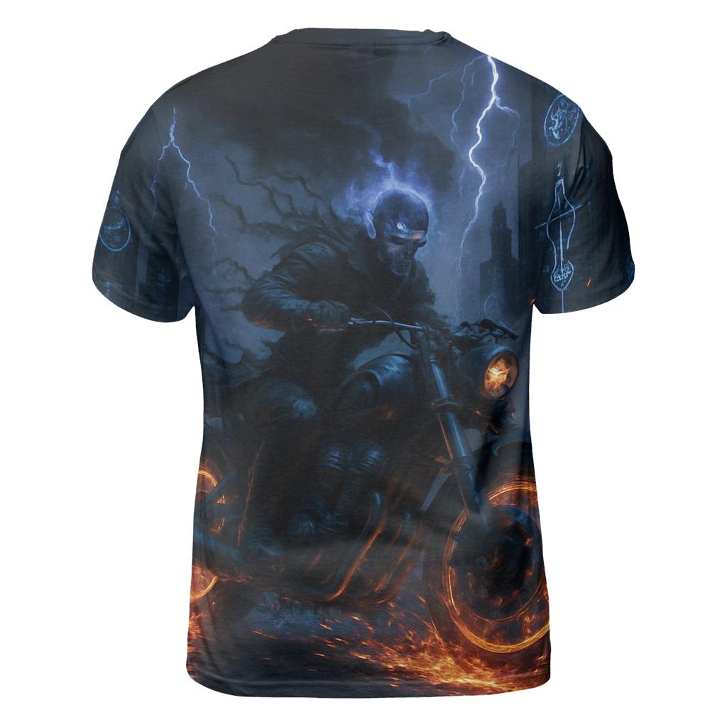 Grim Rider Through Neon Ruins custom all-over print shirts