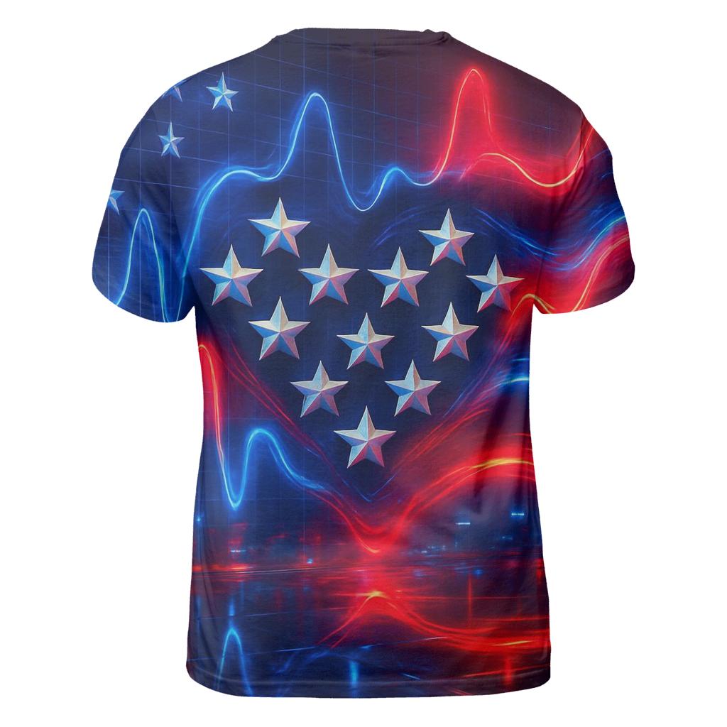 Patriotic Pulse vibrant all-over design tees