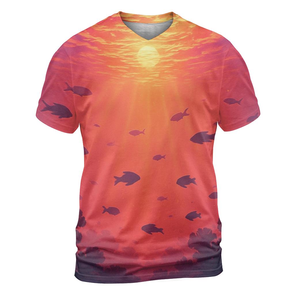 Coral Reef Sunset Mirror trendy printed shirt styles