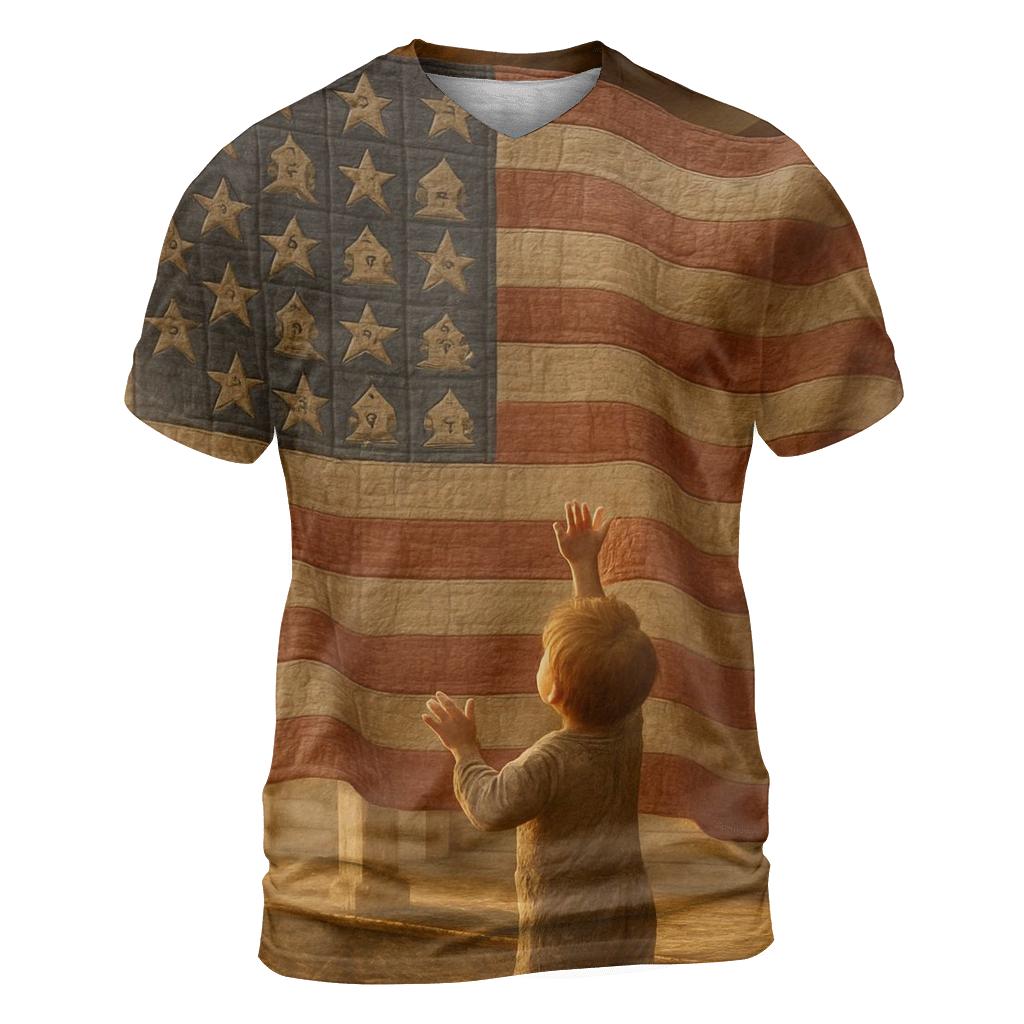 Patchwork Freedom artistic all-over print tops