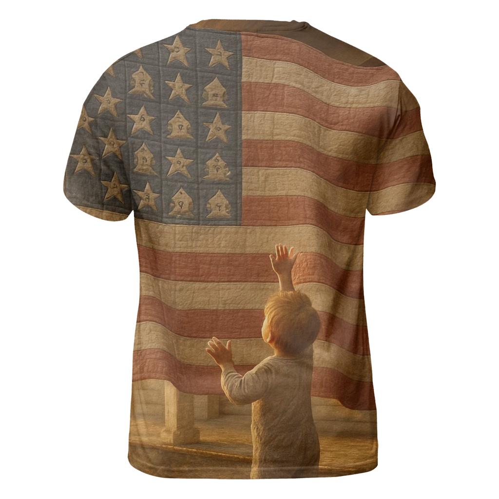 Patchwork Freedom artistic all-over print tops