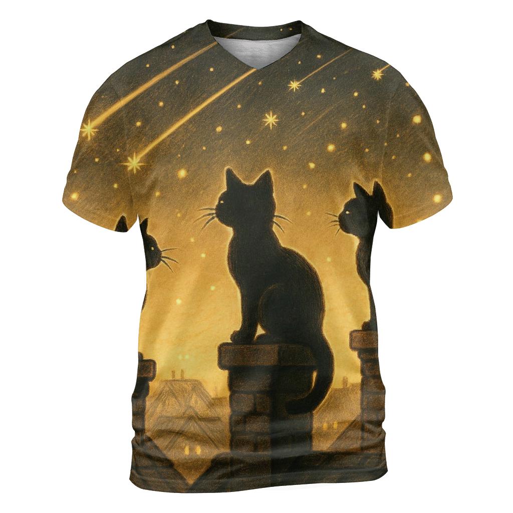 Stargazer Alley Cats artistic all-over print tops
