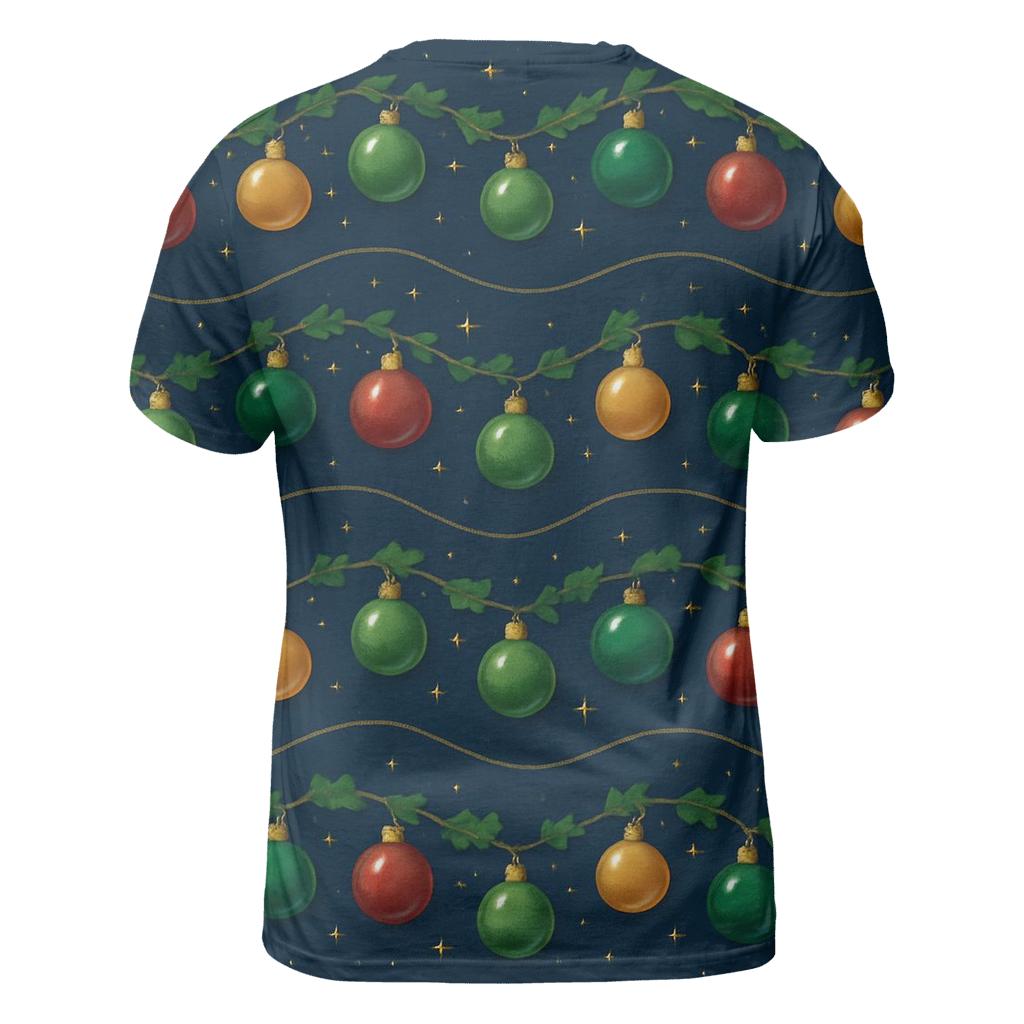 Ornament Wave On Navy Blue Background artistic all-over print tops