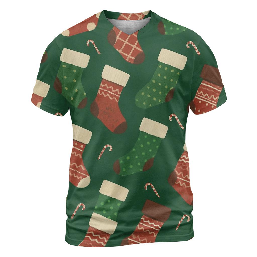 Stocking Chevron Array On Forest Green Background custom all-over print shirts