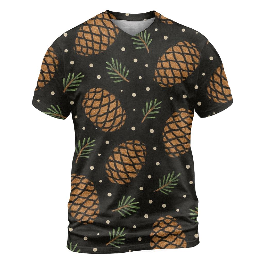 Pine Cone Diagonal Scatter On Black Background unique graphic print tees