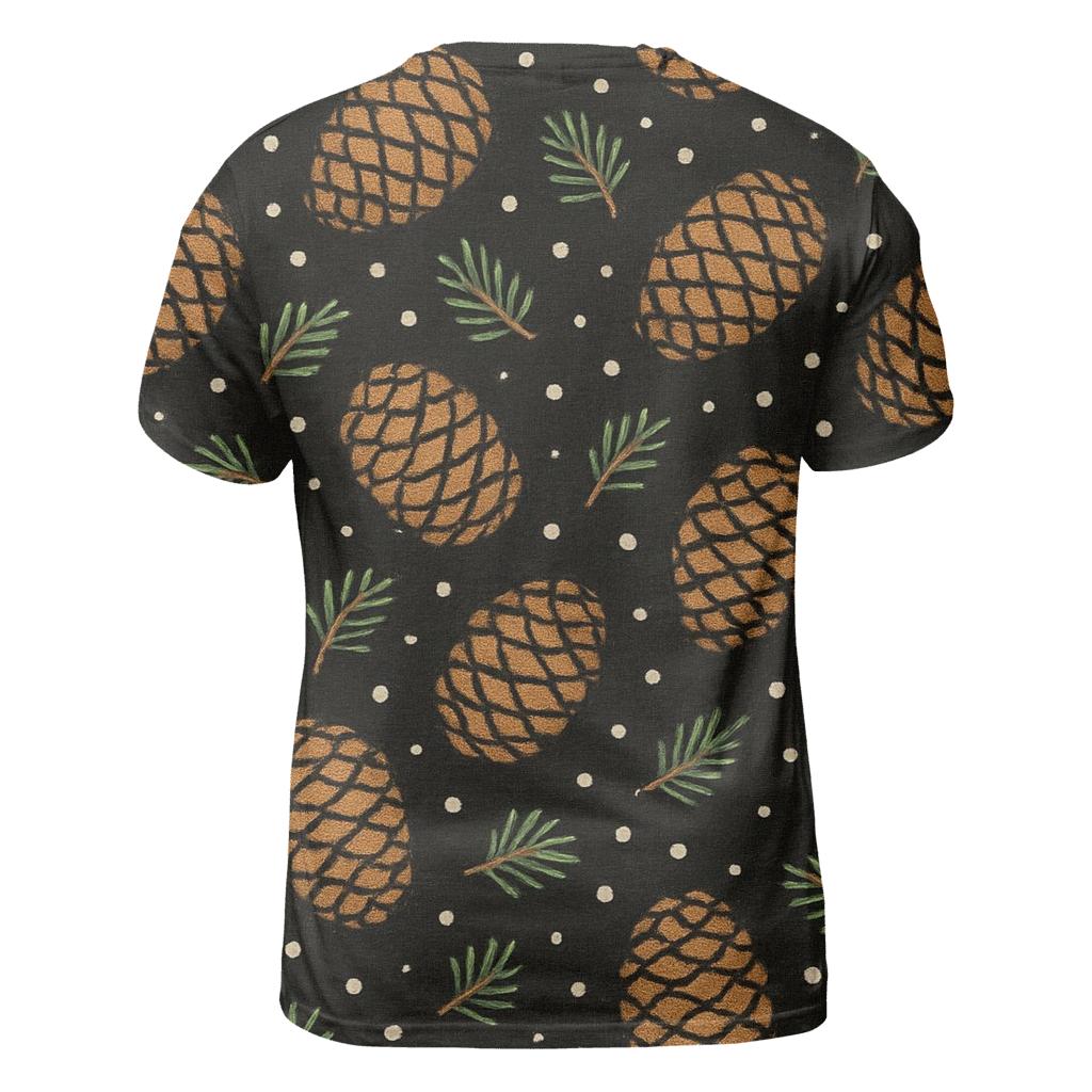 Pine Cone Diagonal Scatter On Black Background unique graphic print tees