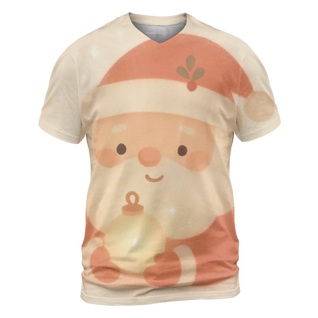 Minimal Cozy Santa Portrait artistic all-over print tops