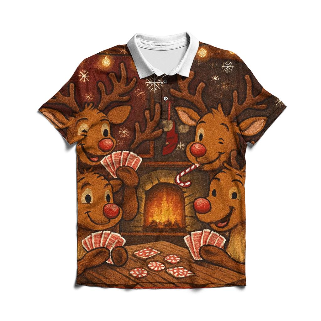 Reindeer Poker Night premium cotton polo shirts