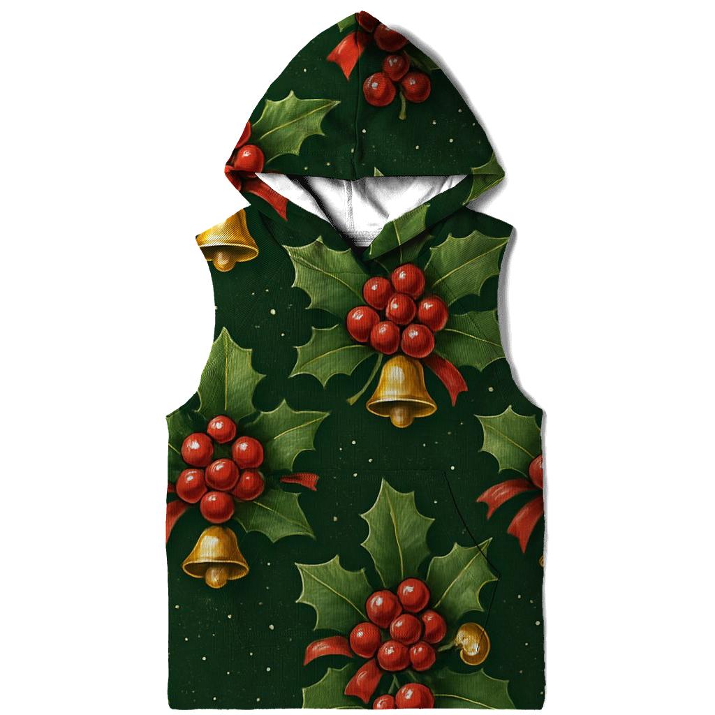 Crimson Holly Tiling On Green Background hoodie designs