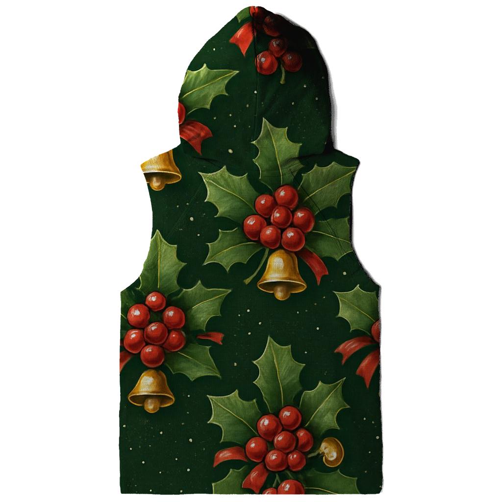 Crimson Holly Tiling On Green Background hoodie designs