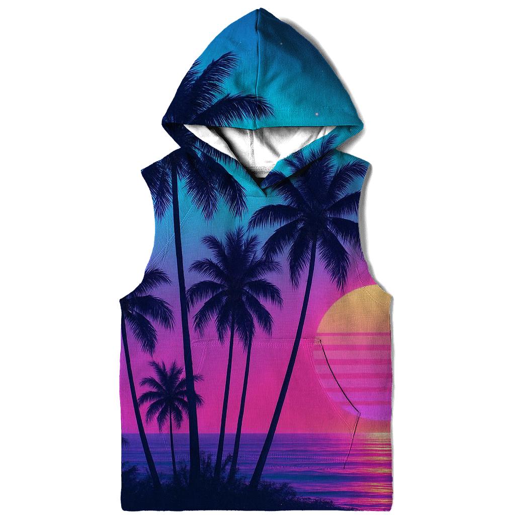 Neon Palm Twilight pullover hoodies