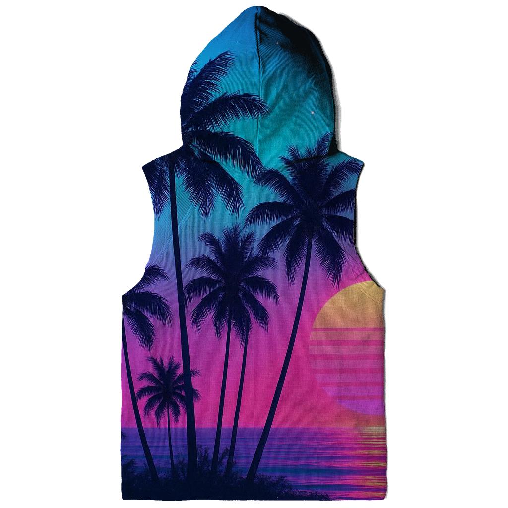 Neon Palm Twilight pullover hoodies