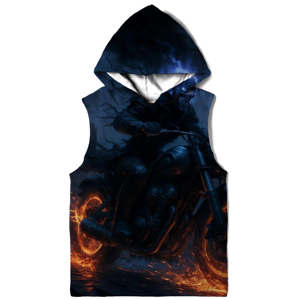 Grim Rider Through Neon Ruins designer hoodies