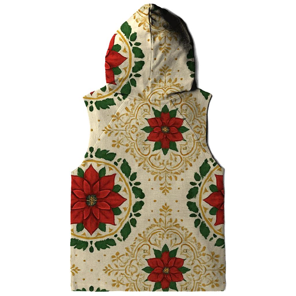 Poinsettia Medallion Tessellation On Cream Background lightweight hoodies