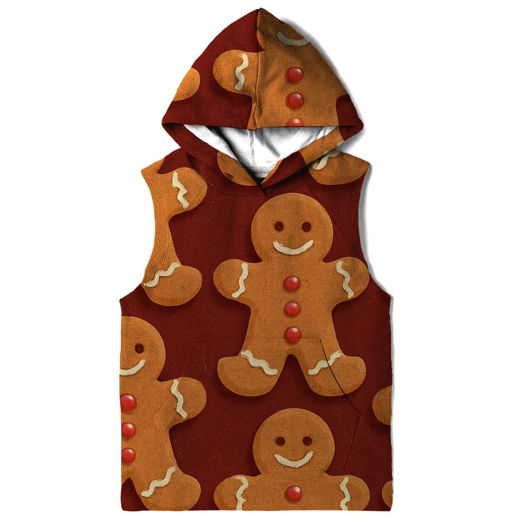 Gingerbread Man Grid On Burgundy Background designer hoodies
