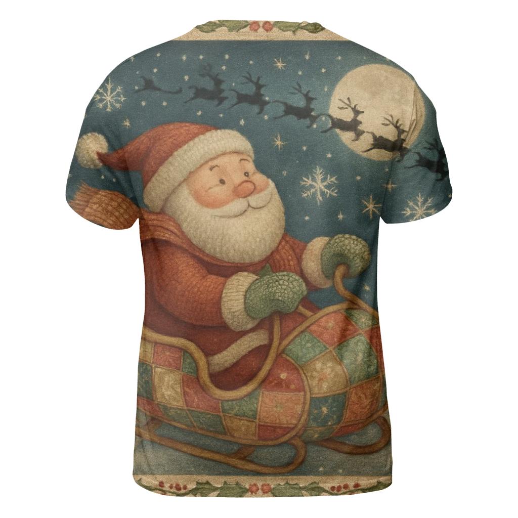 Santa And The Cozy Moonlight Sleigh artistic all-over print tops