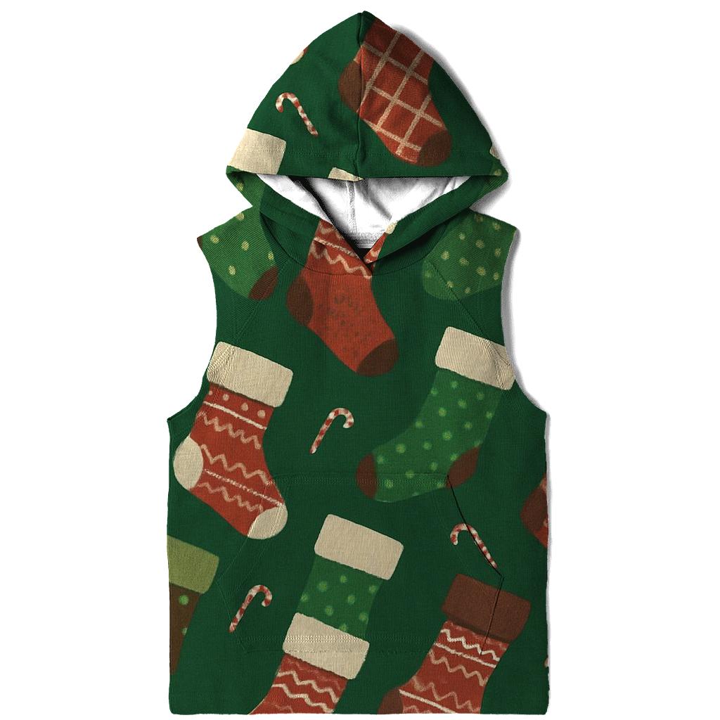 Stocking Chevron Array On Forest Green Background printed hoodies
