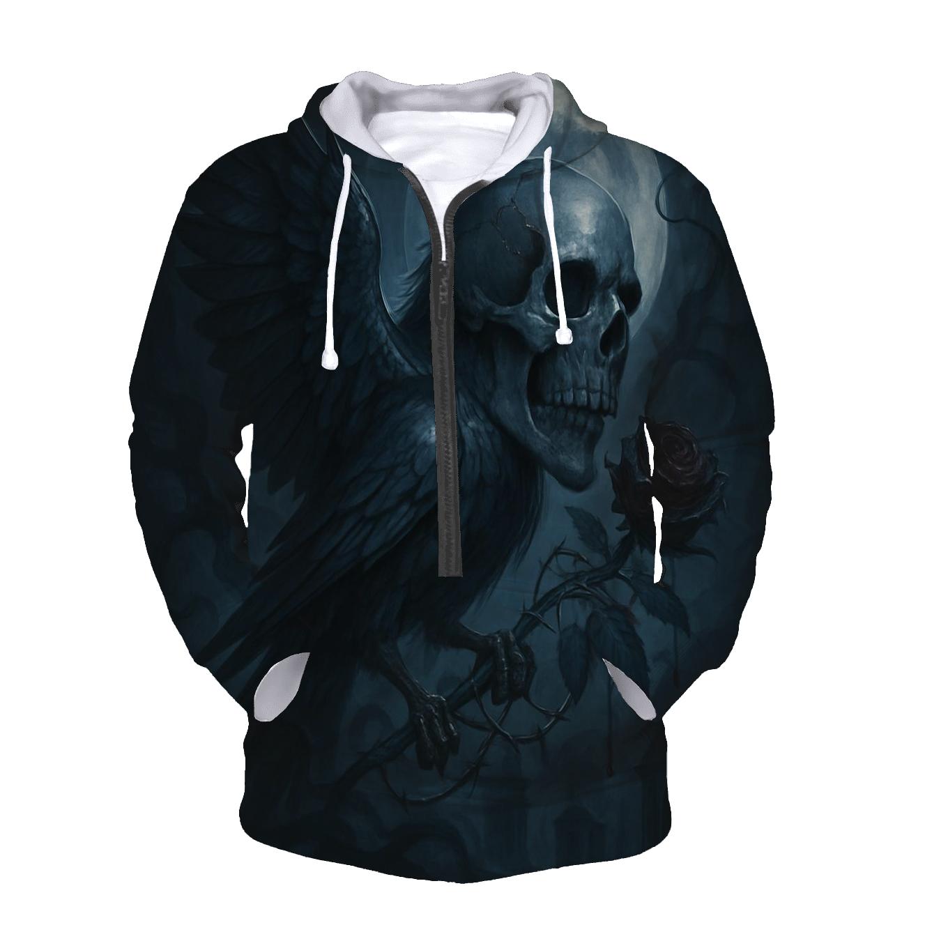 Raven Of Bone And Night embroidered hoodies