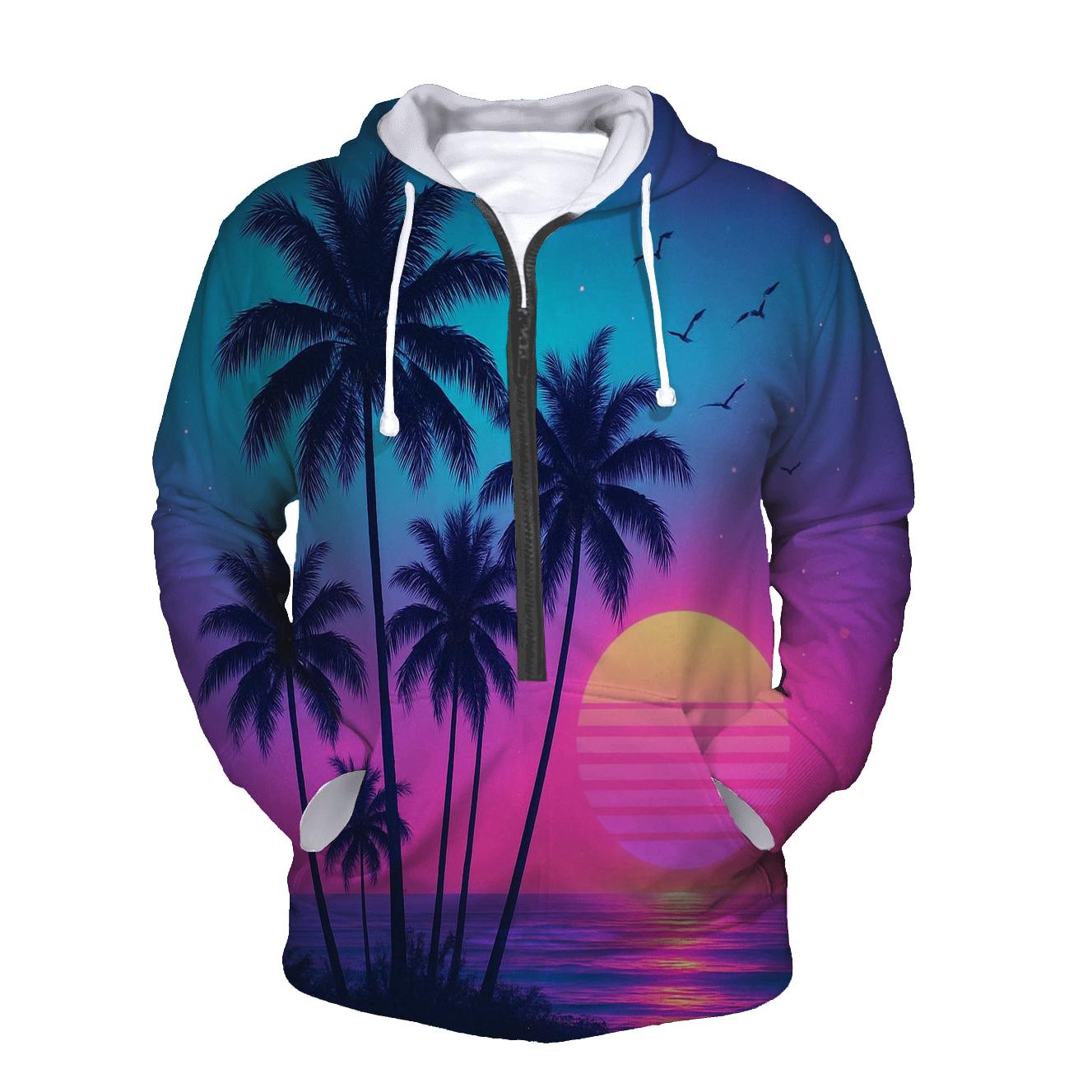 Neon Palm Twilight hoodie designs