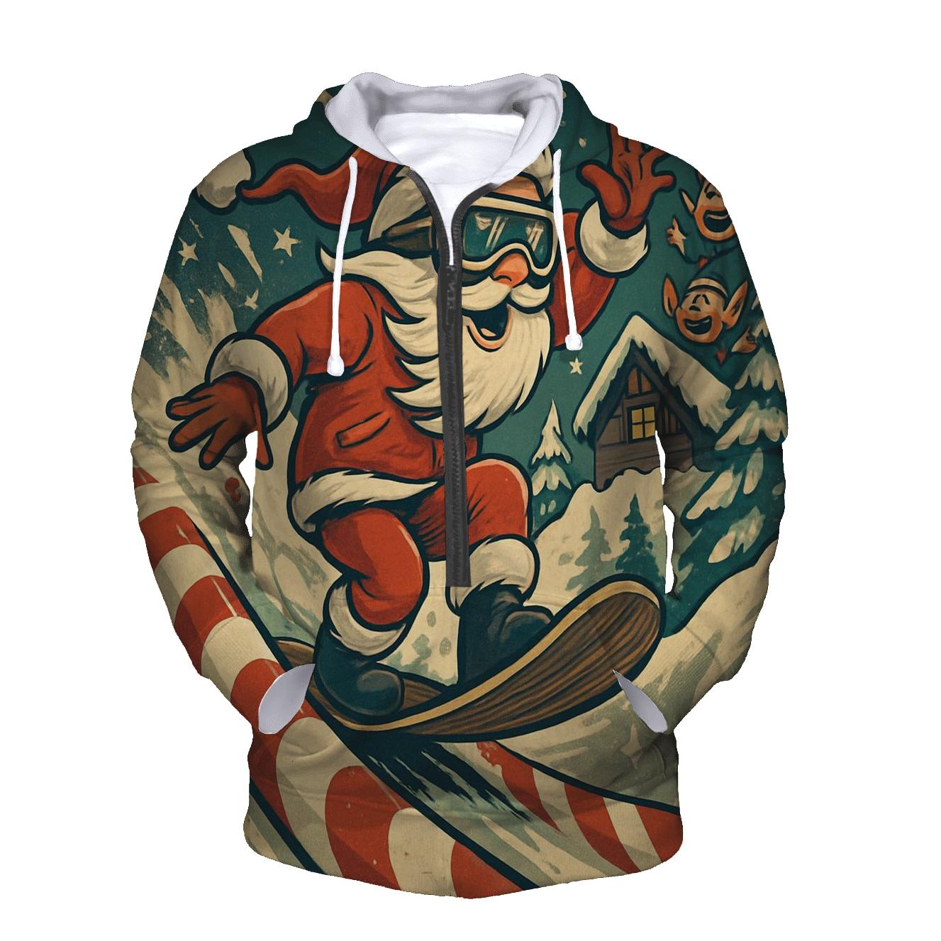 Retro Ski Patrol Santa graphic hoodies