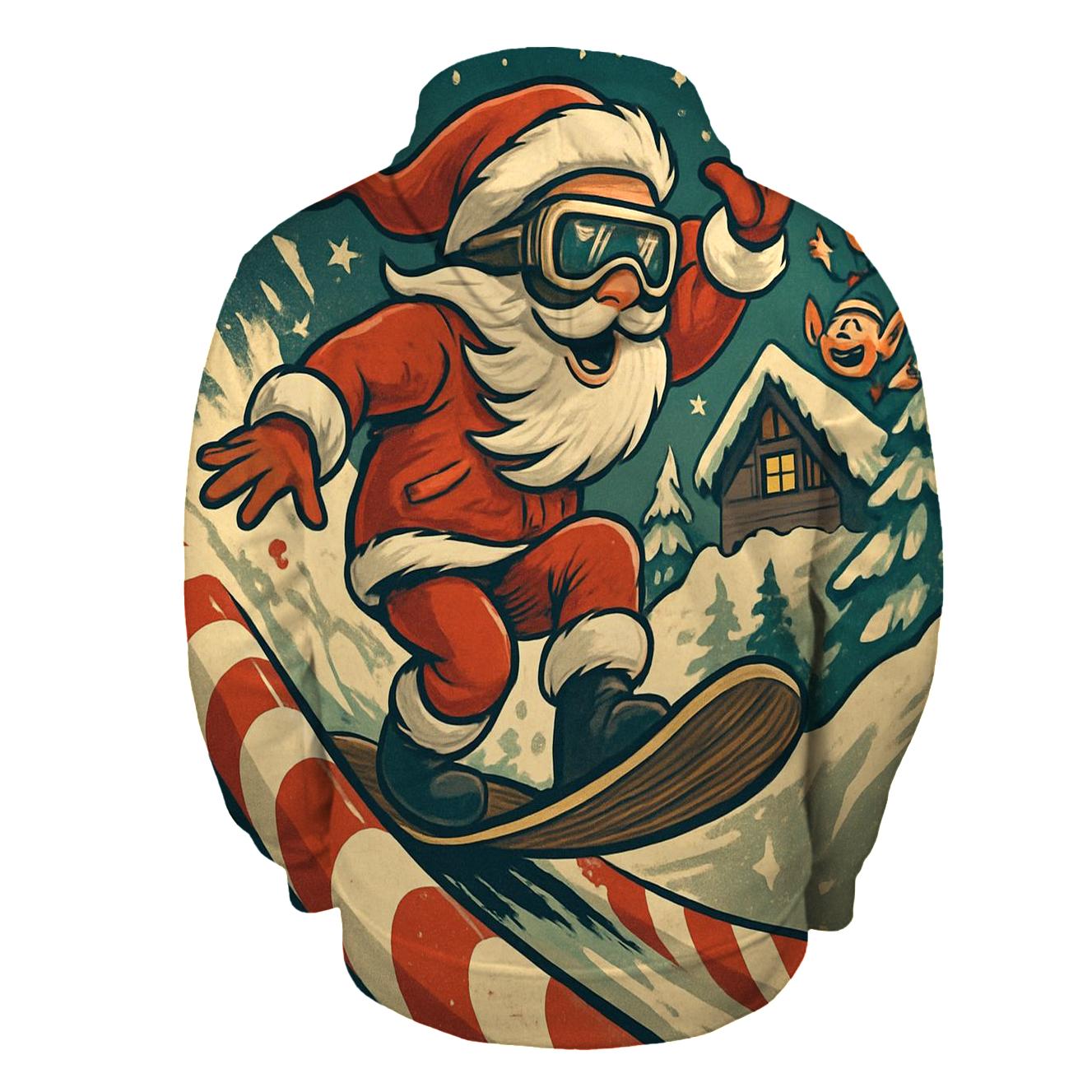 Retro Ski Patrol Santa graphic hoodies