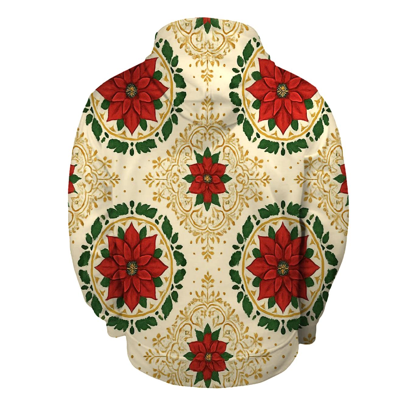 Poinsettia Medallion Tessellation On Cream Background hoodie designs