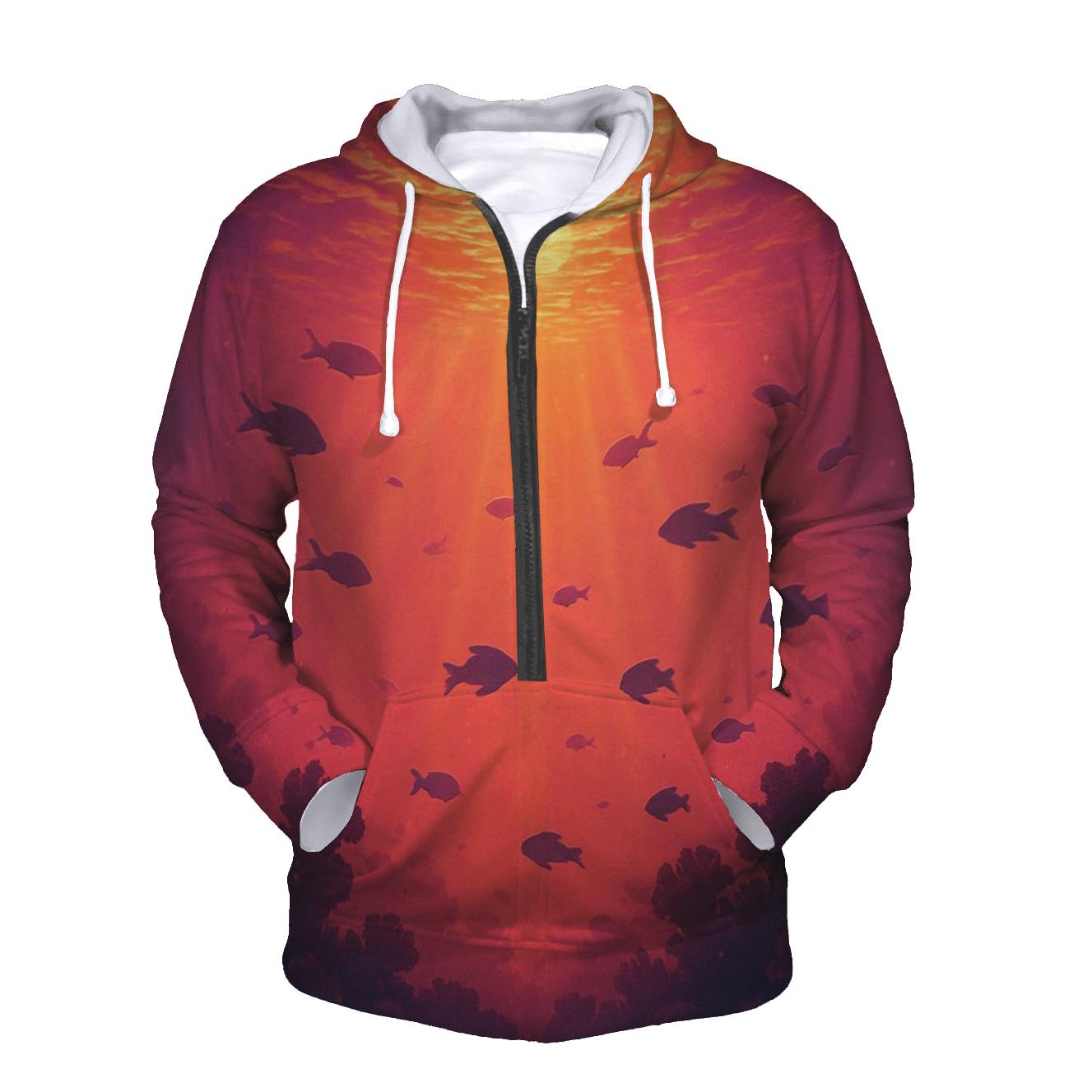 Coral Reef Sunset Mirror embroidered hoodies